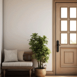 Modern UPVC door installed in a bright, tropical-style home with greenery outside. The door appears sleek, moisture-resistant, and perfect for hot and humid weather conditions.